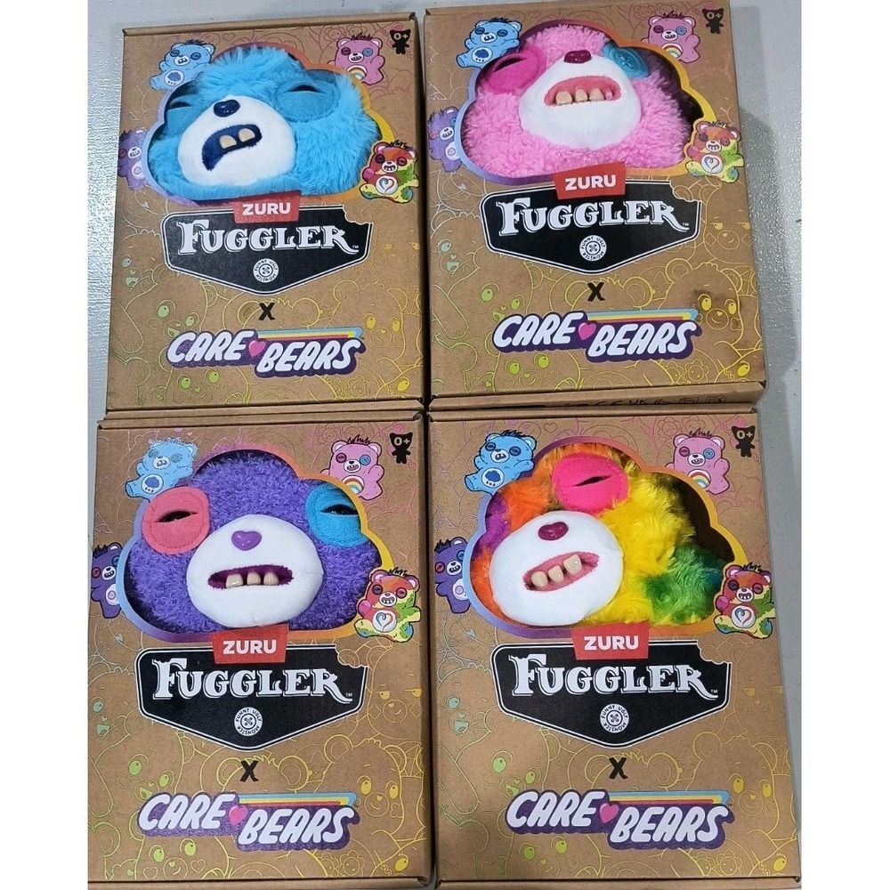 Fuggler Care Bears Complete Set LOT of 4 BRAND NEW RARE 2025 Plush Zuru